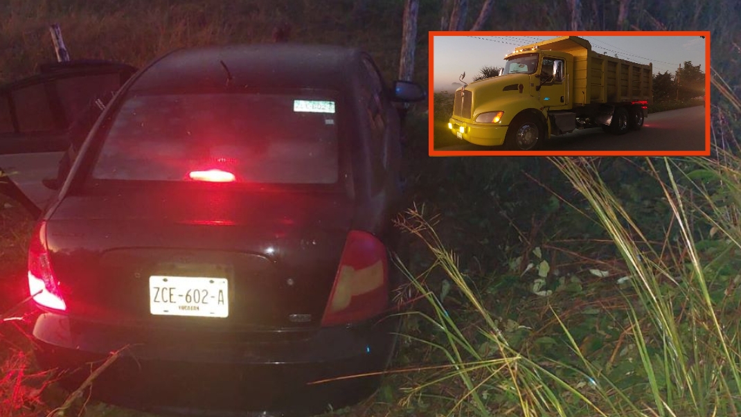Tras la colisión el vehículo Dodge Attitud quedó en la maleza Tras la colisión el vehículo Dodge Attitud quedó en la maleza