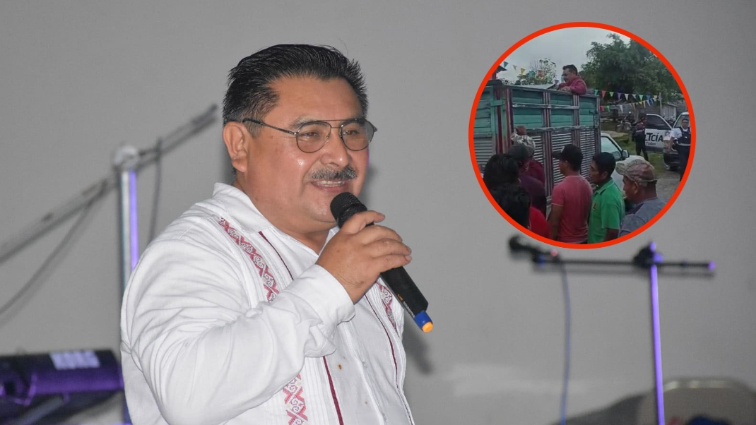 El munícipe fue subido a una camioneta con parte de su comitiva para ser llevado ante la mirada de policías estatales