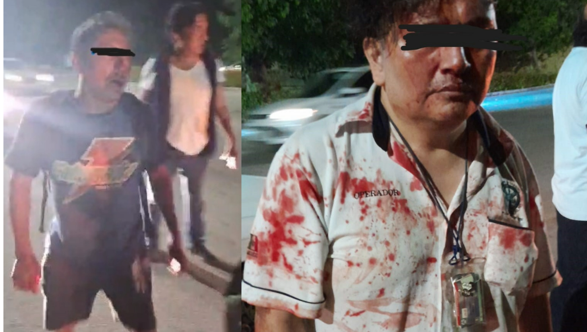 Uno de los martillos detectó la agresión a la víctima (d) y alertó al gremio a través del WhatsApp; lograron detener al delincuente (i) y entregarlo a los policías.