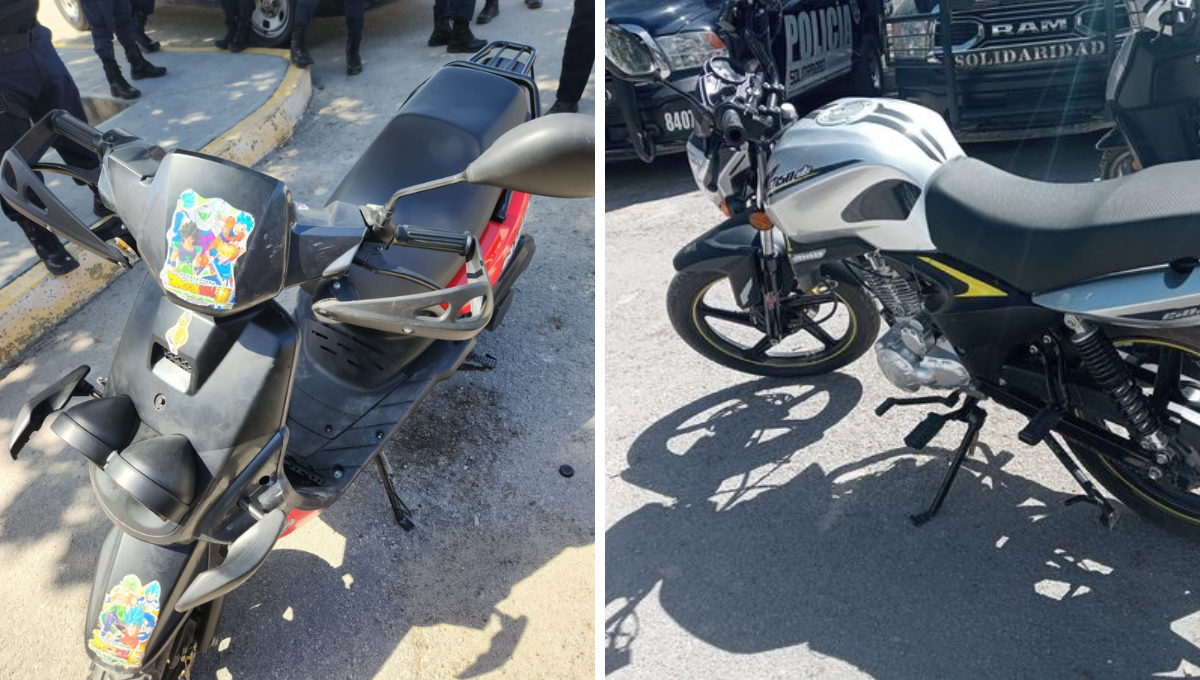 Aseguran tres motos con reporte de robo en Playa del Carmen; hay un detenido