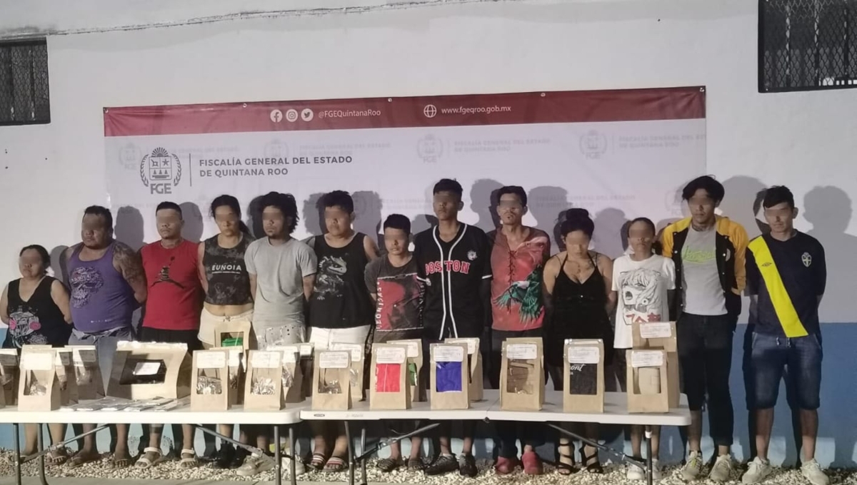 Las 13 personas fueron detenidas por presunto narcomeudeo en Cancún