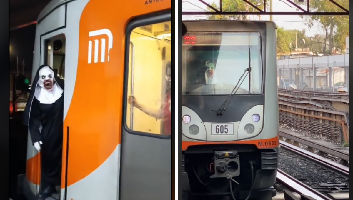 Un conductor del Metro se disfrazó de la terrorífica monja de la feria
