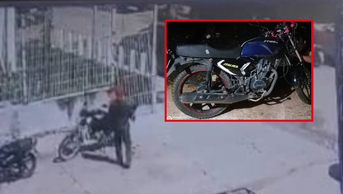 En los videos se puede ver como dos hombres se llevan la moto del locatario En los videos se puede ver como dos hombres se llevan la moto del locatario