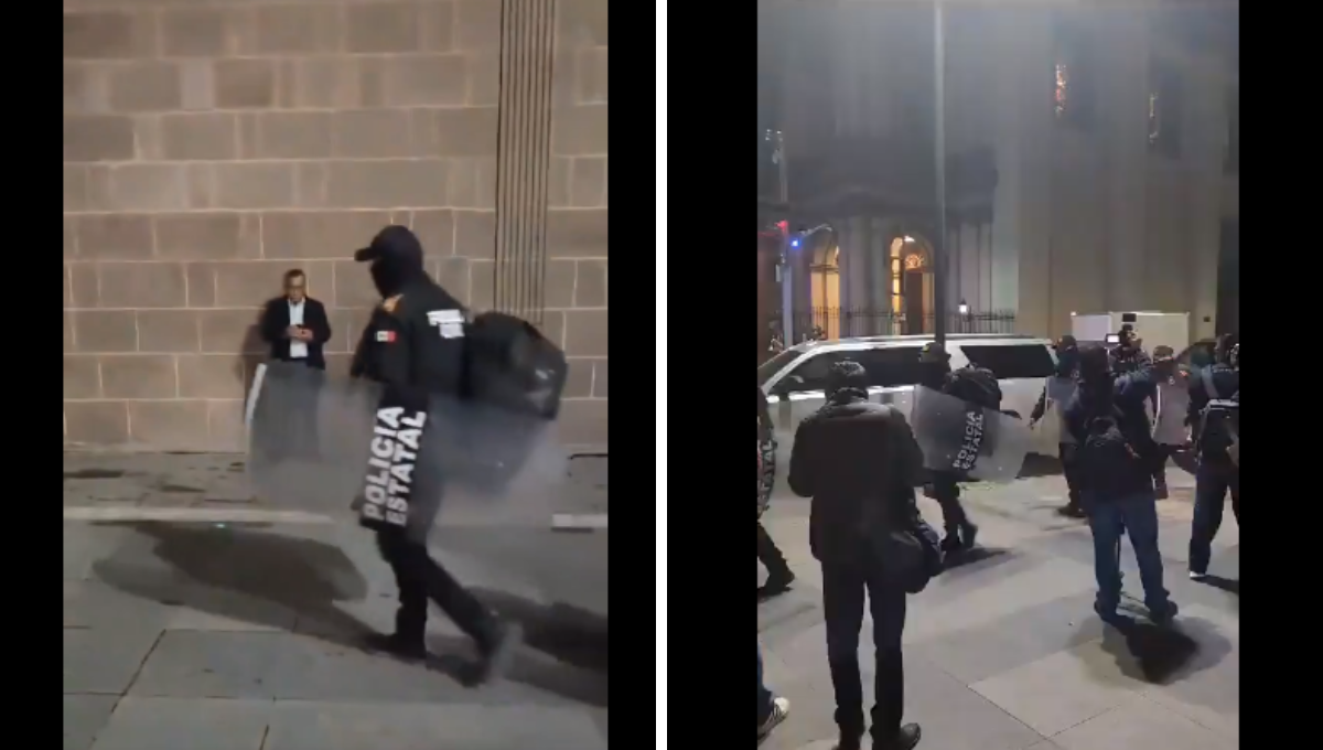Elementos del grupo antimotines llegaron al Palacio de Gobierno Elementos del grupo antimotines llegaron al Palacio de Gobierno