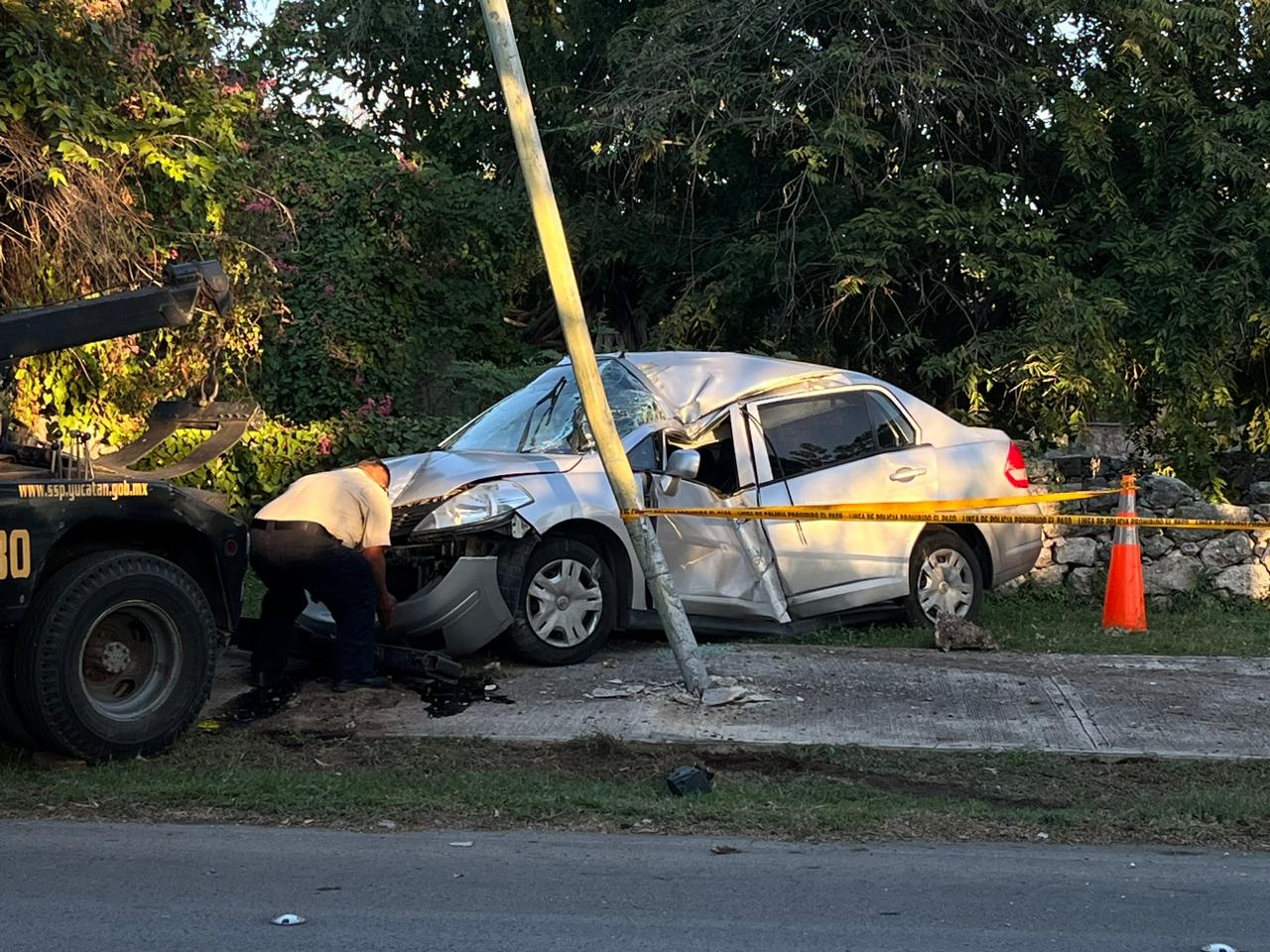 El conductor fue trasladado de emergencia a un hospital de Mérida