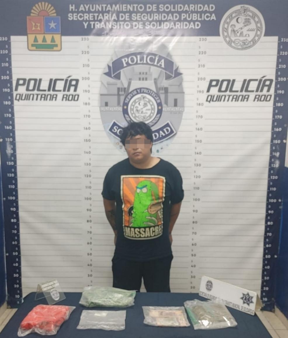 Detienen a tamaulipeco en posesión de drogas en Playa del Carmen