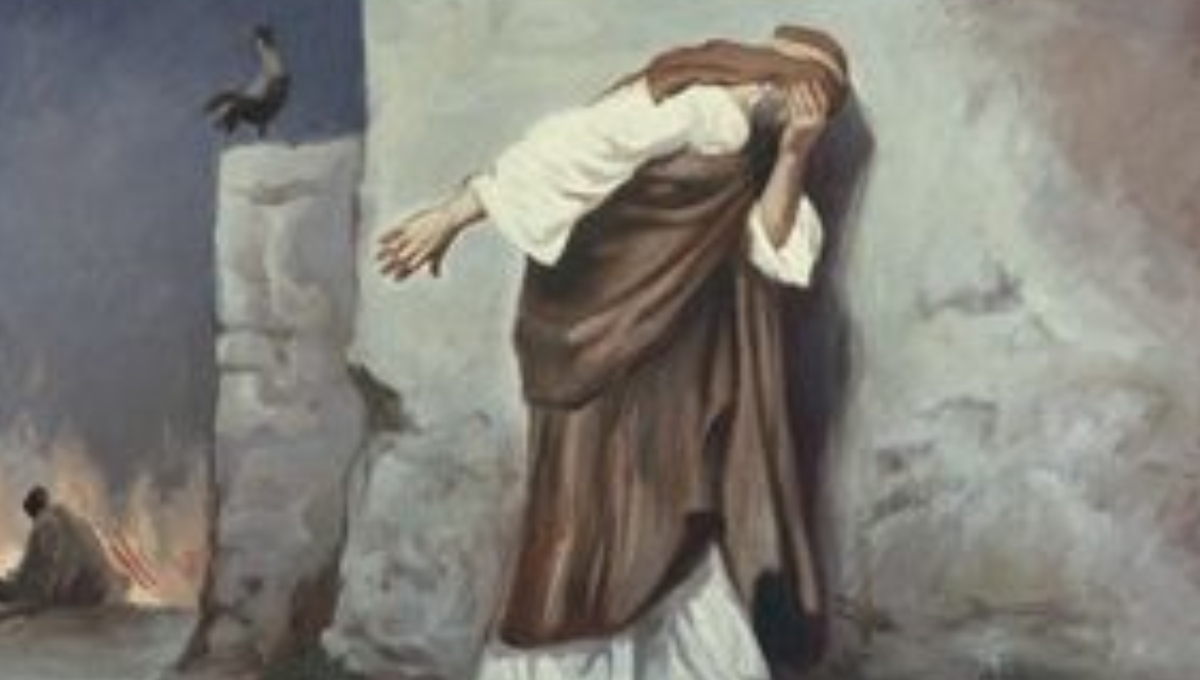 Cuando el apóstol negó a Jesús salió del lugar y lloró amargamente Cuando el apóstol negó a Jesús salió del lugar y lloró amargamente