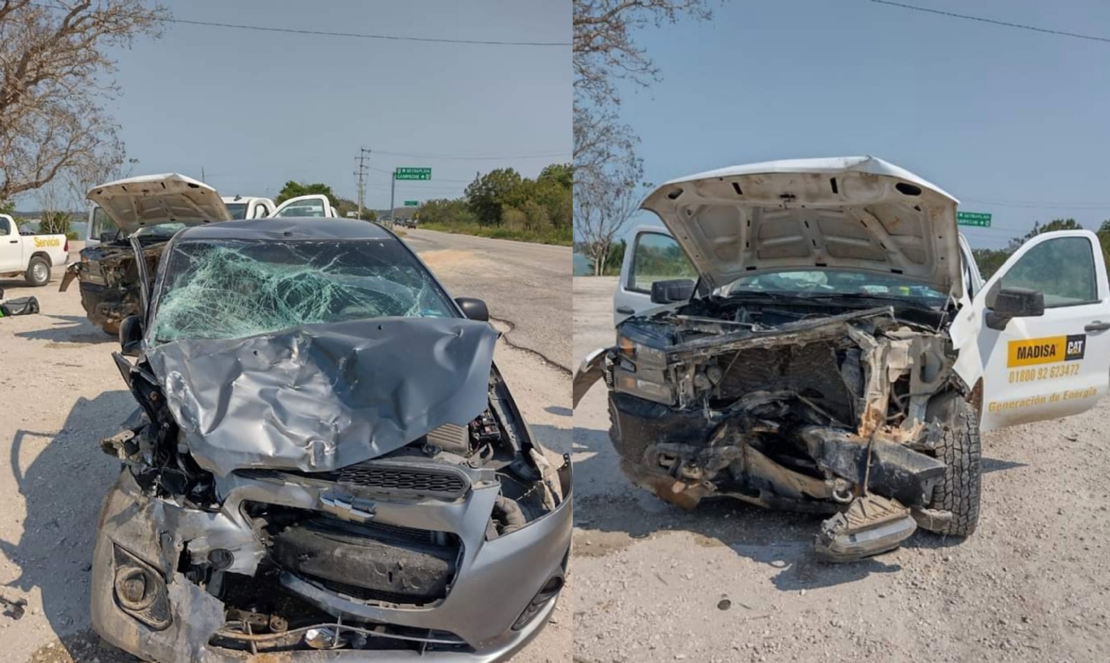 Al rebasar a otro vehículo el conductor del auto se impactó de frente contra la camioneta Al rebasar a otro vehículo el conductor del auto se impactó de frente contra la camioneta