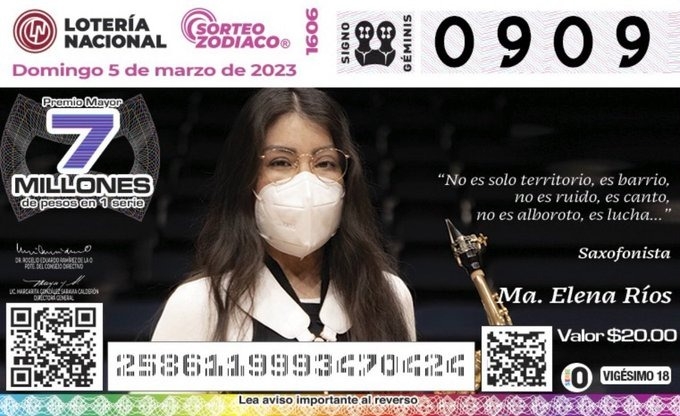 Saxofonista Mixteca será imagen de uno de los “cachitos” de la Lotería Nacional