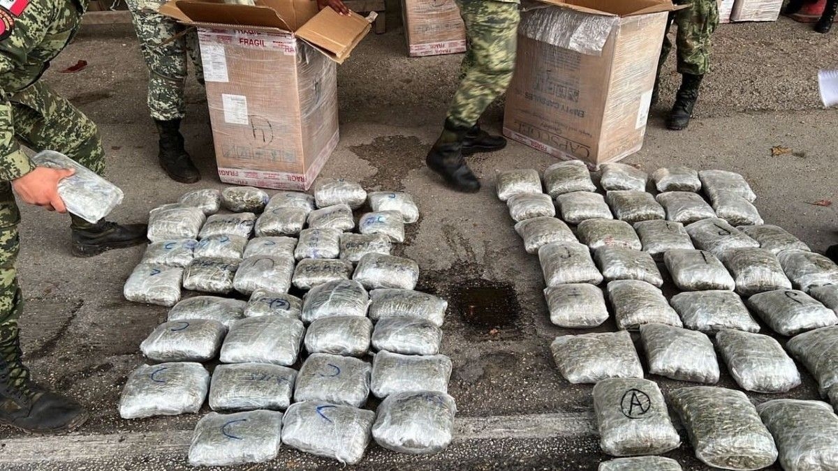 Los paquetes con el producto ilegal era transportado a bordo de un camión de pasaje Los paquetes con el producto ilegal era transportado a bordo de un camión de pasaje