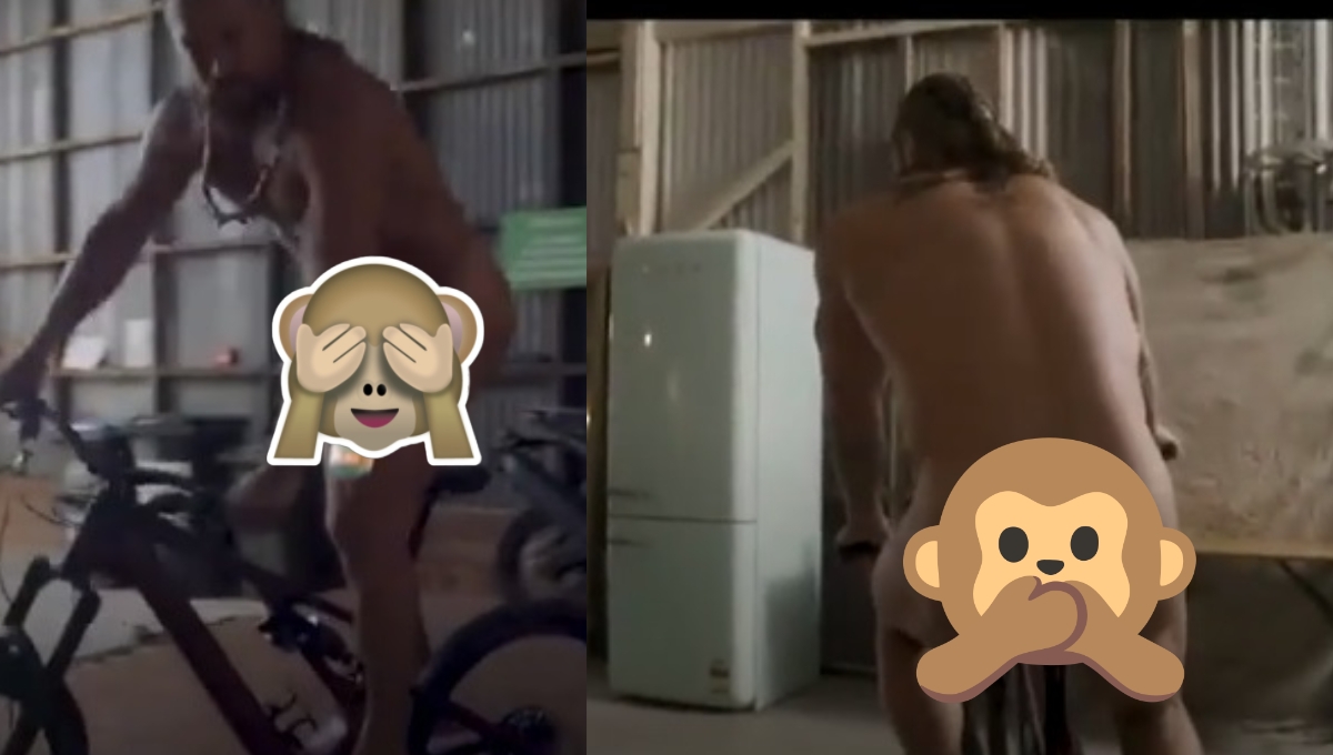Momoa dejó ver su trabajado cuerpo en una entrevista al desnudo