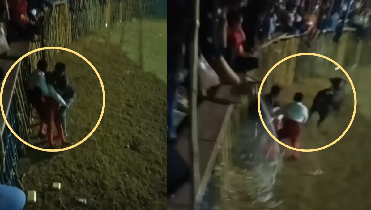 Según se observa en el video que circula a través de las redes sociales se ve el momento exacto en que el torero es embestido