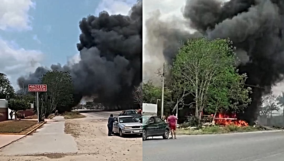 Se desconoce el origen del incendio en la carretera Mérida-Tixkokob Se desconoce el origen del incendio en la carretera Mérida-Tixkokob