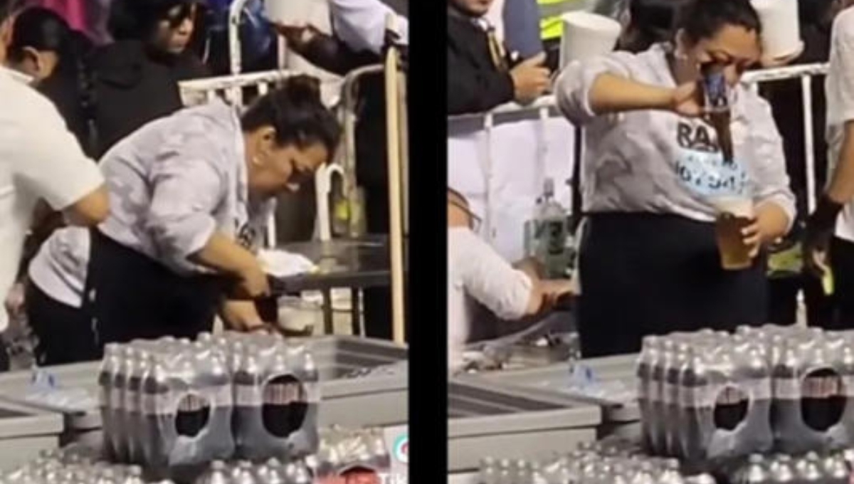 Captan a vendedora de cerveza usando ‘sobras’ para llenar vasos Captan a vendedora de cerveza usando ‘sobras’ para llenar vasos