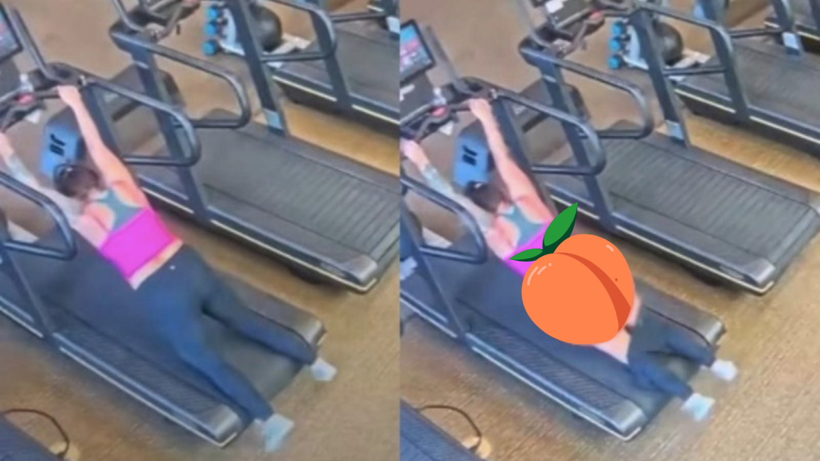 Mujer se cae en la caminadora y termina sin pantalones en un gimnasio: VIDEO