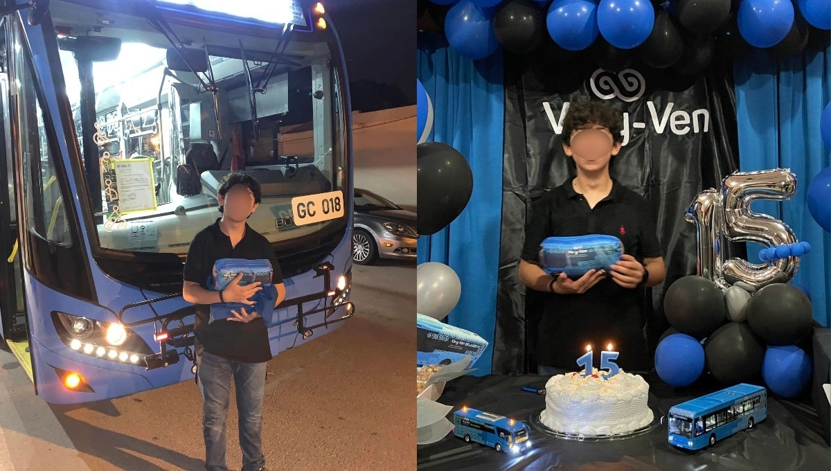 La madre afirmó que el festejado es fan de la unidad de transporte La madre afirmó que el festejado es fan de la unidad de transporte