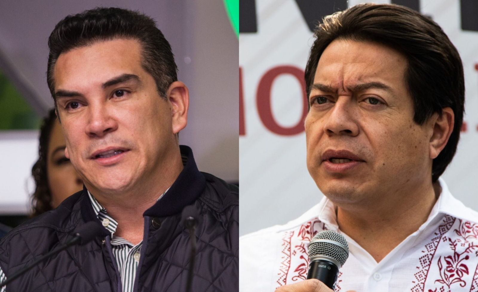 Alejandro Moreno, dirigente nacional del PRI, y Mario Delgado, presidente nacional de Morena