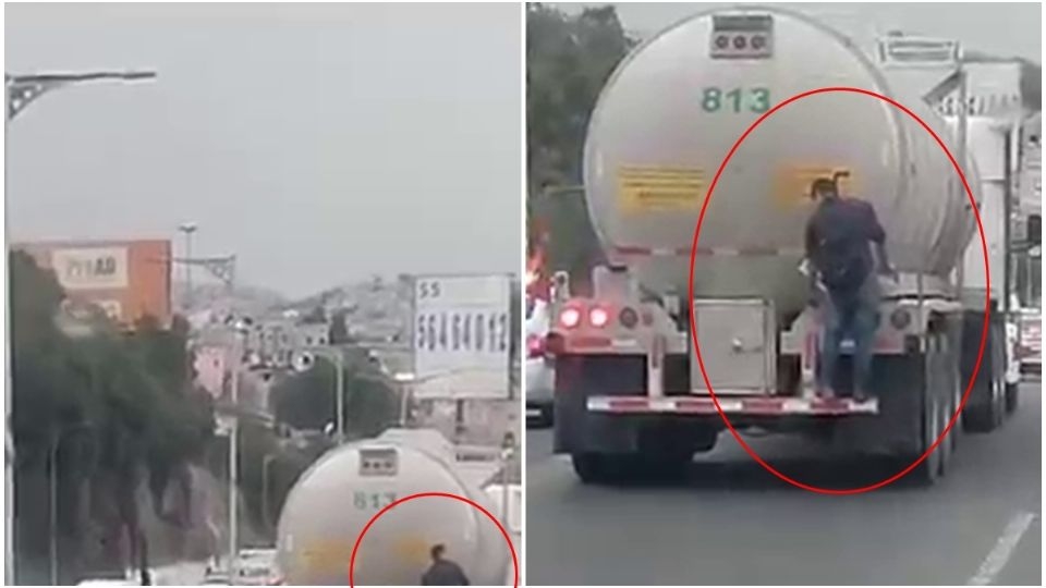 No se sabe lo que motivó a este hombre a viajar de esta manera