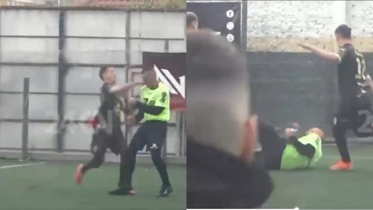 Video brutal: se calentó y le dio una patada en la cabeza al árbitro, lo desmayó
