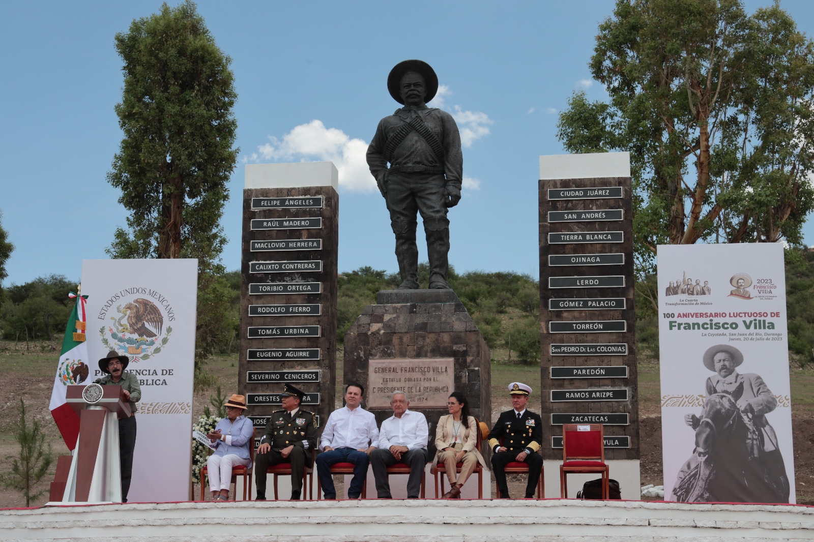 AMLO comemora el Centenario Luctuoso de Francisco Villa en Durando