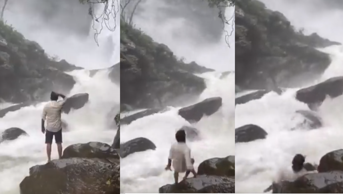 En el video se ve cómo resbala la persona. Foto: Especial