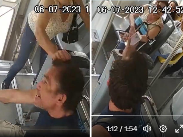 Mujer jala de los pelos a chofer de camión por no bajarla donde quería: VIDEO