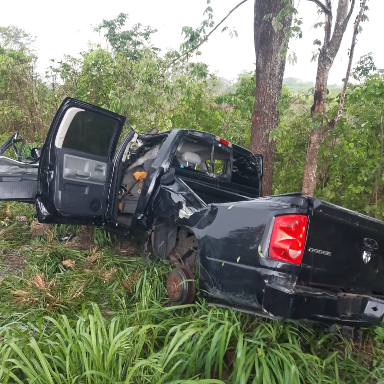Camioneta abandona la cinta asfáltica