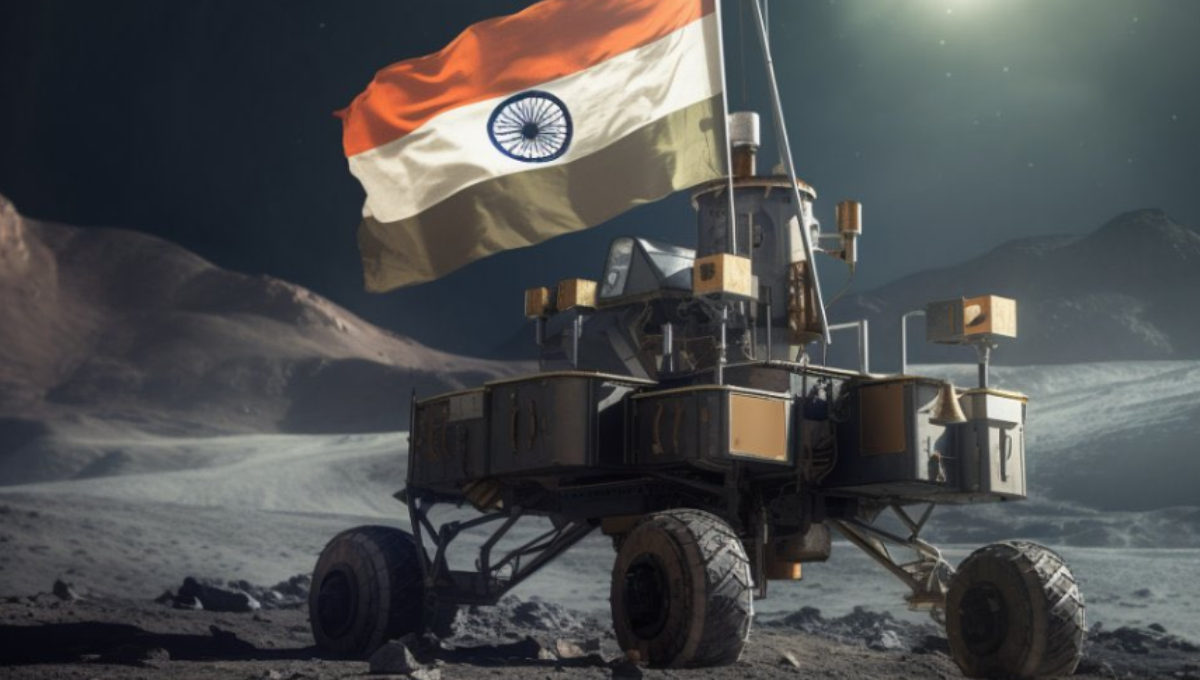 Así luce la bandera india desde la Luna. Foto: Especial