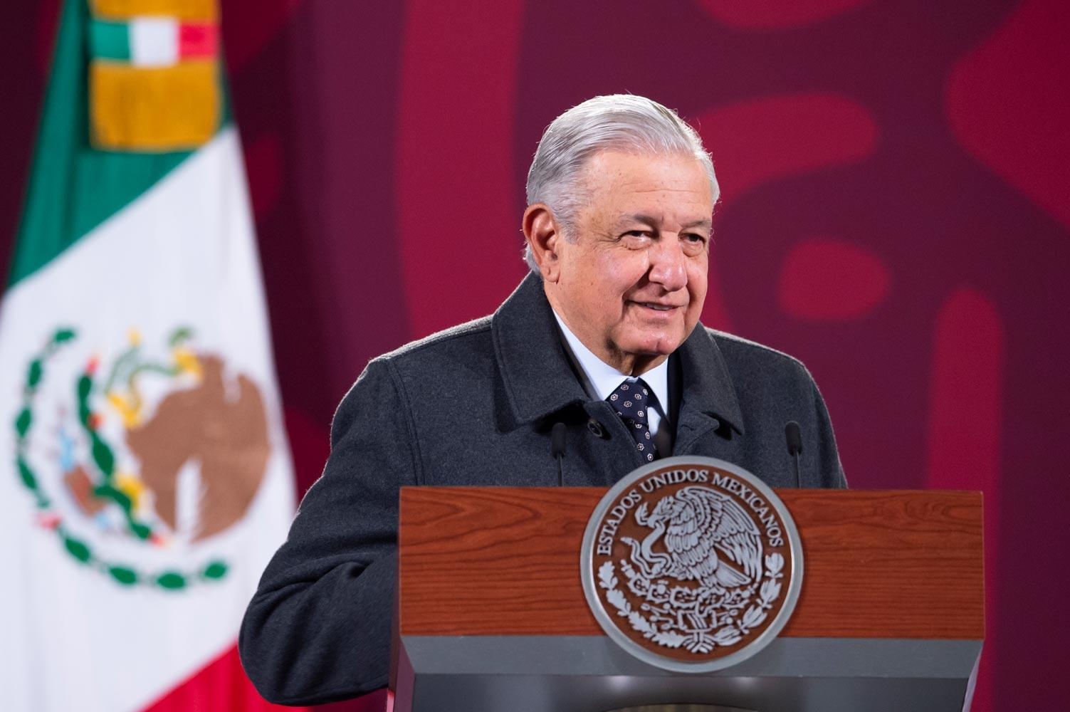 Presidente AMLO en conferencia matutina de prensa