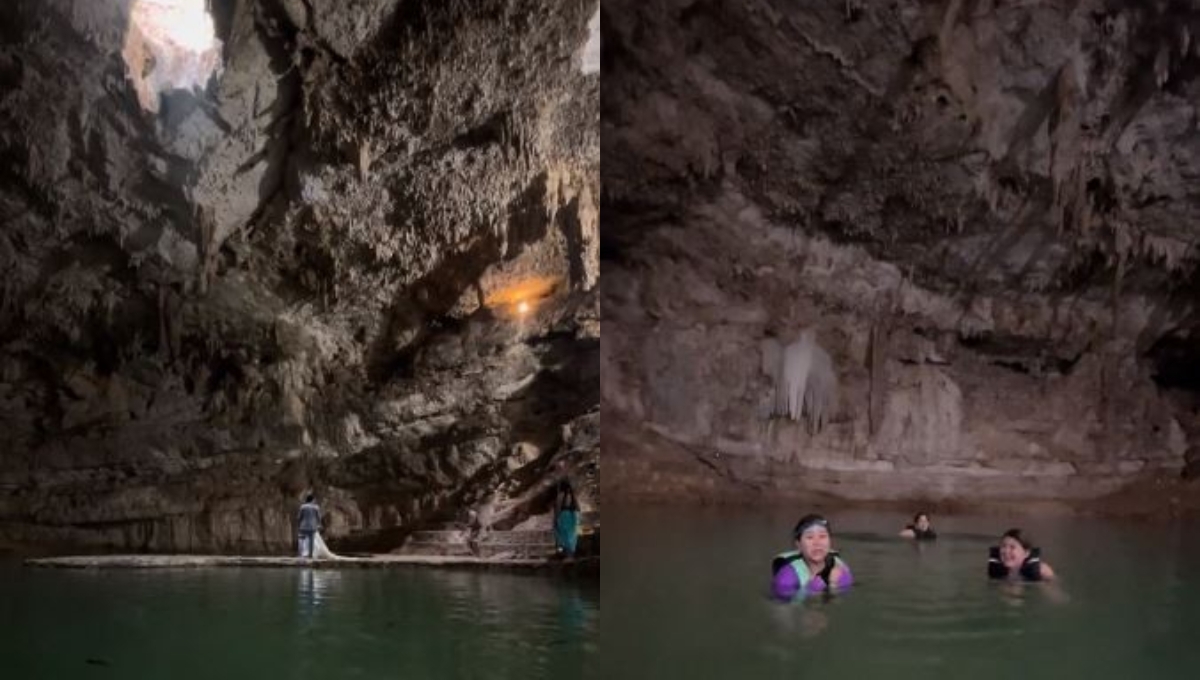 Turista le canta el Ave María a unos novios en un cenote de Yucatán: VIDEO