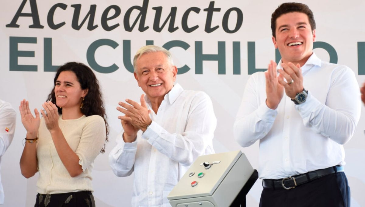El gobernador de Nuevo León, Samuel García, informó que el agua que transporta el acueducto El Cuchillo II, llegó a Monterrey El gobernador de Nuevo León, Samuel García, informó que el agua que transporta el acueducto El Cuchillo II, llegó a Monterrey