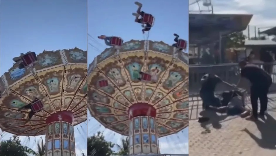 Difunden video de mujer que sale volando de juego mecánico en Brasil Difunden video de mujer que sale volando de juego mecánico en Brasil