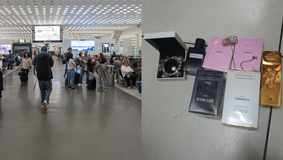 Atrapan a empleado por robar perfumes y joyas de los pasajeros del aeropuerto de la CDMX