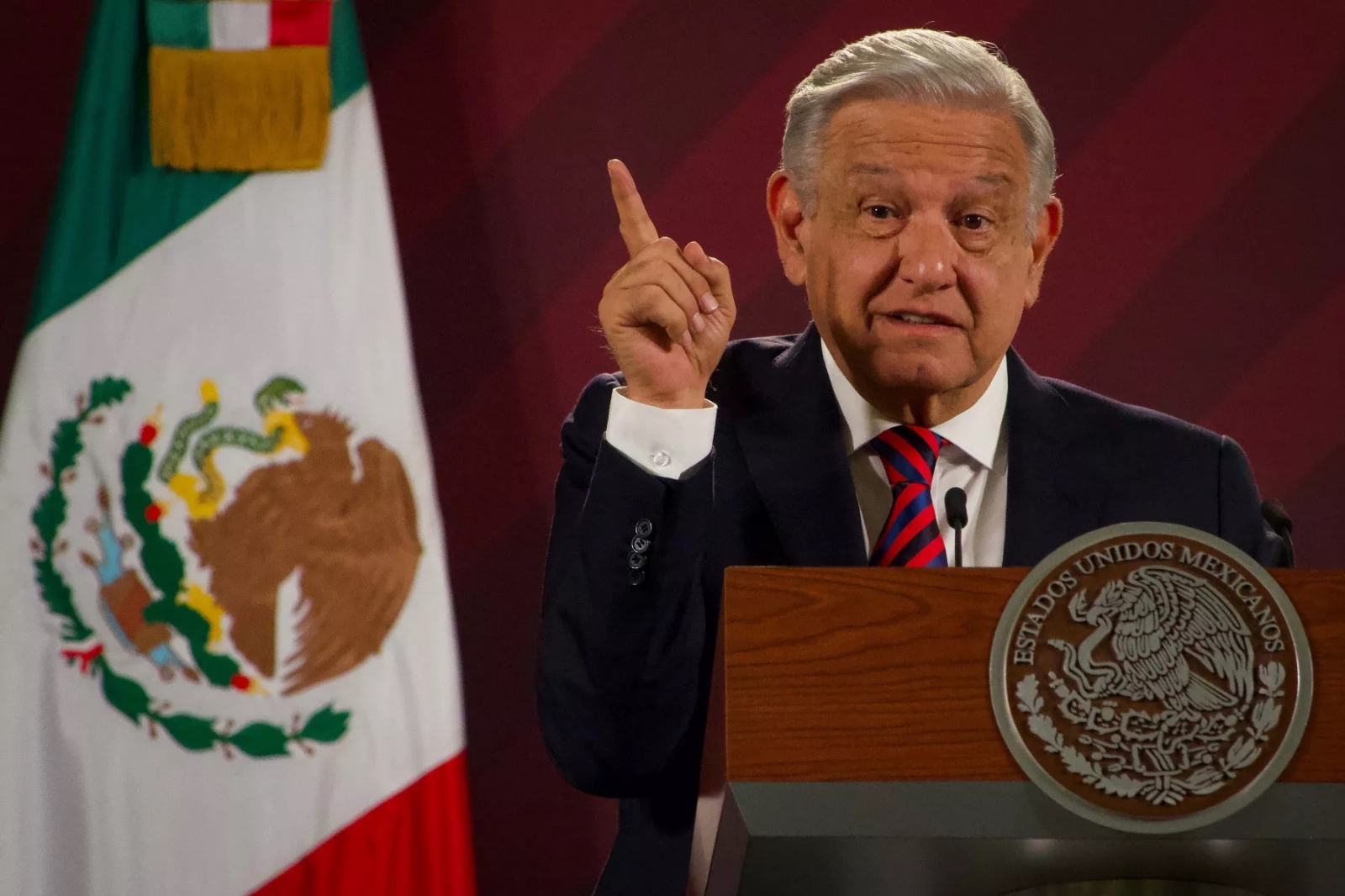 Presidente AMLO en conferencia matutina de prensa