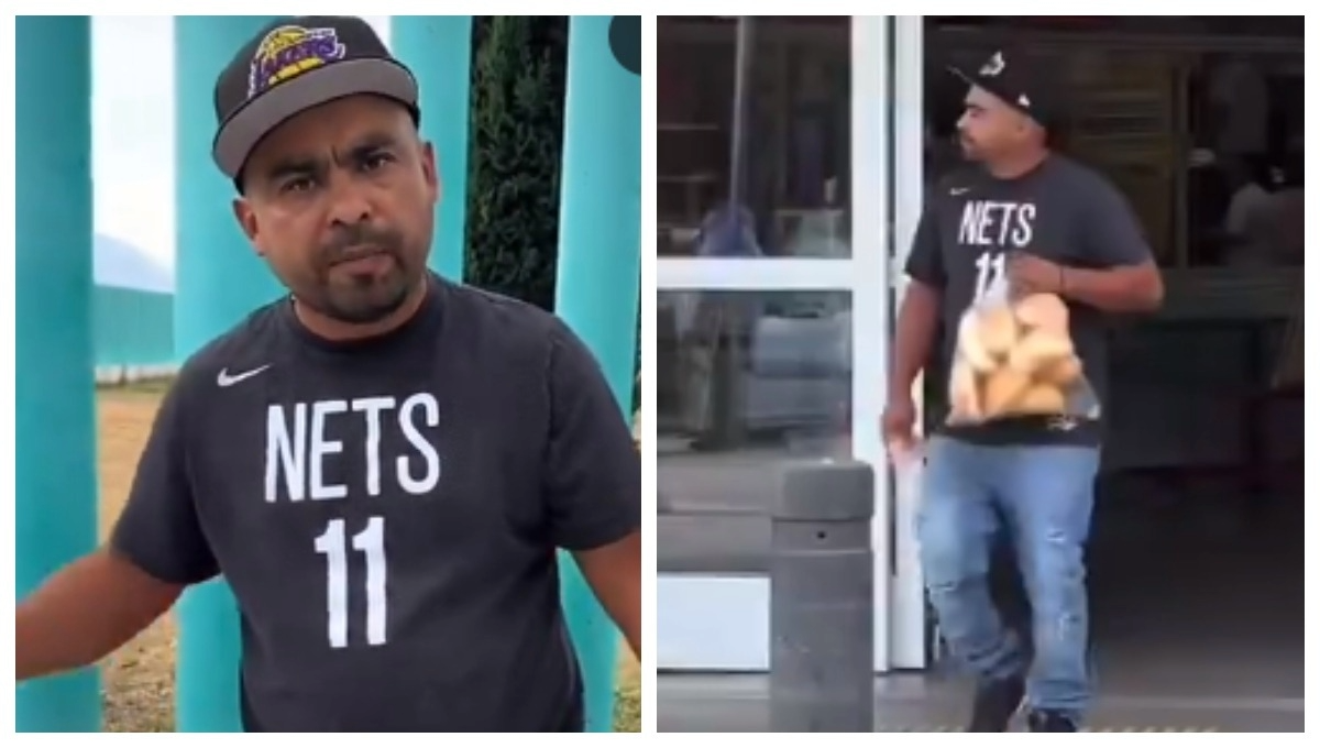En el video se puede observar al hombre vendiendo bolillos en rebanadas, las cuales vende a dos pesos En el video se puede observar al hombre vendiendo bolillos en rebanadas, las cuales vende a dos pesos