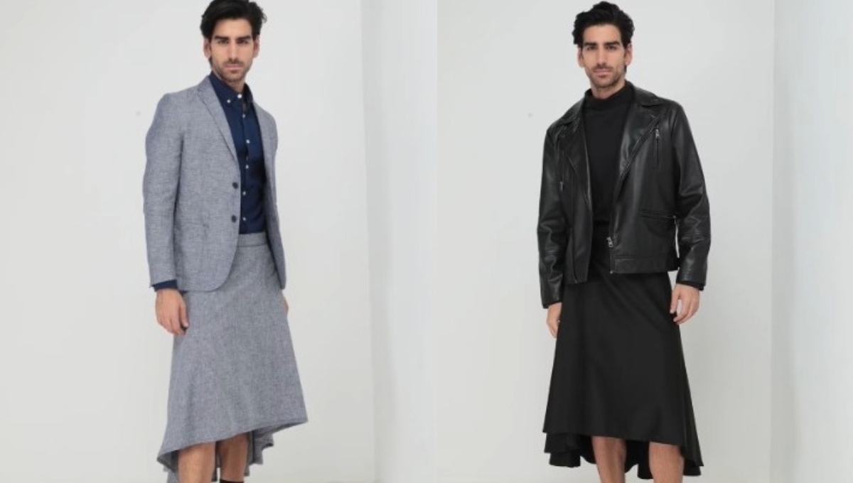 Son tres modelos en las faldas de hombre Son tres modelos en las faldas de hombre