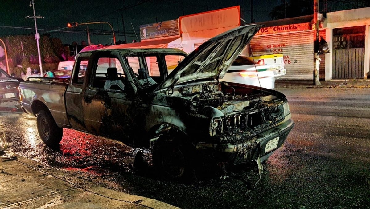 Esta fue la camioneta calcinada en Cancún Esta fue la camioneta calcinada en Cancún