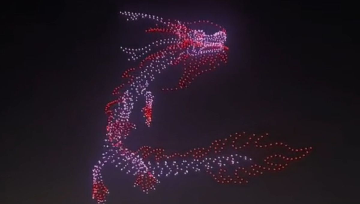 Así fue como se formó un dragón con drones en Ganzhou Así fue como se formó un dragón con drones en Ganzhou