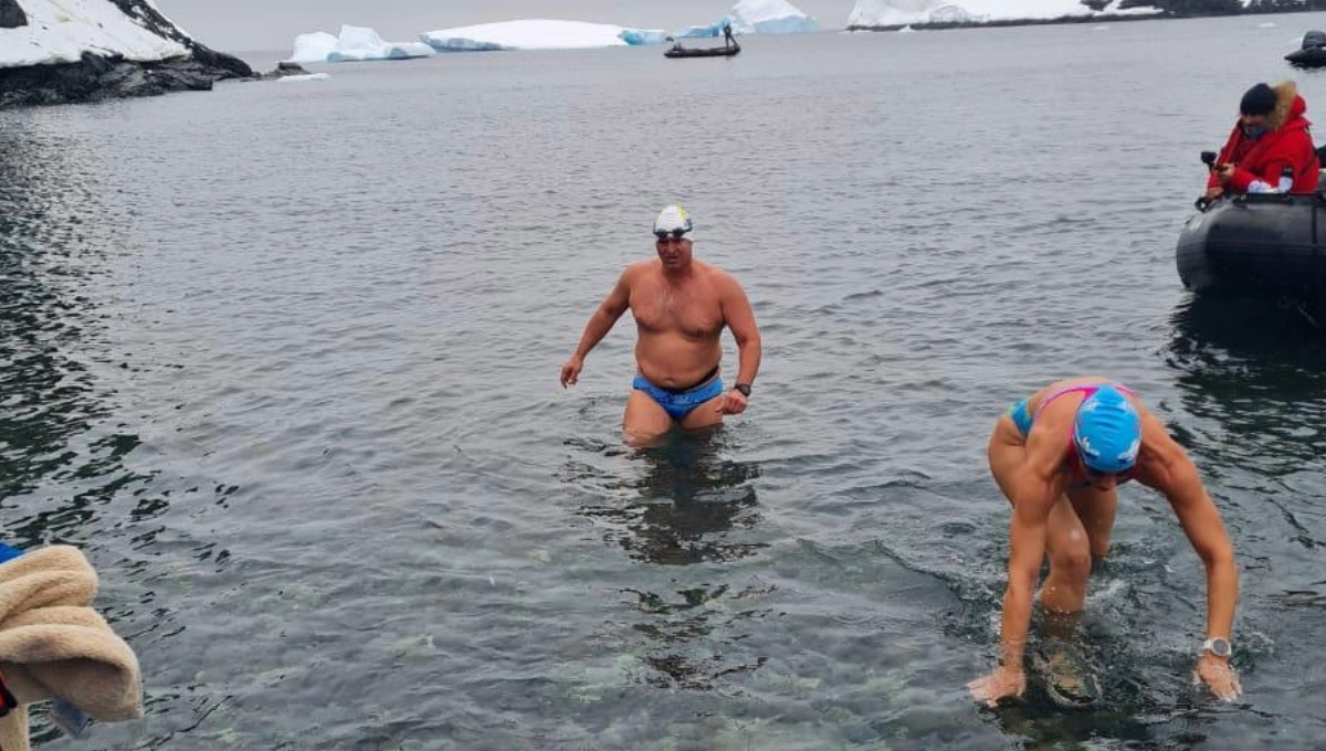 "Fue un nado muy exigido, procedemos de una zona cálida y hacer esto en estas temperaturas es tremendo", dijo "Fue un nado muy exigido, procedemos de una zona cálida y hacer esto en estas temperaturas es tremendo", dijo