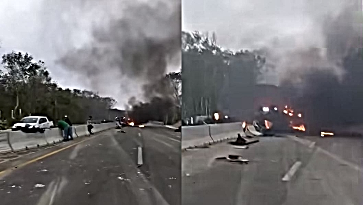 Se desconoce el estado de salud del trailero tras sufrir el accidente en la Mérida-Cancún