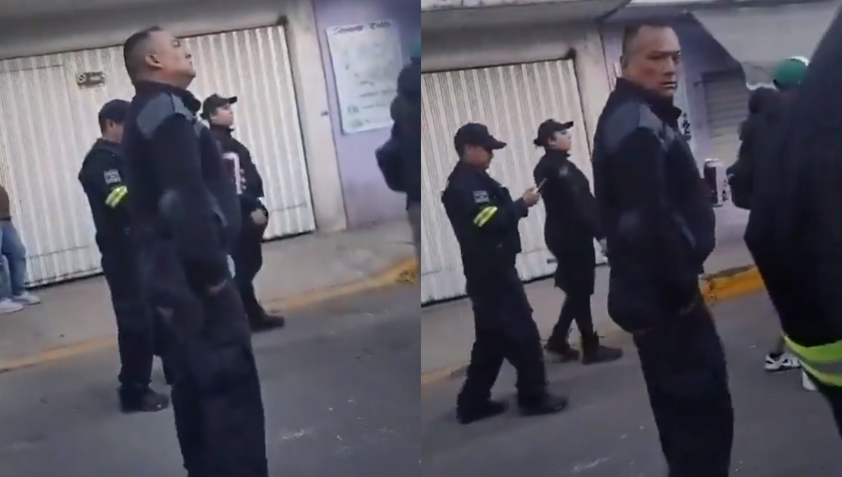 El policía portaba el uniforme mientras perdía el equilibrio El policía portaba el uniforme mientras perdía el equilibrio