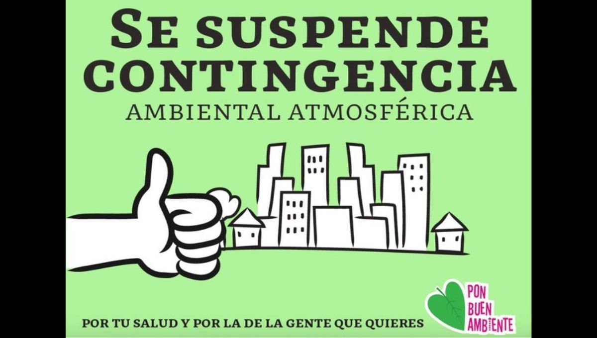 La CAMe informó a las 15:00 horas que se suspendió la contingencia ambiental en la Zona Metropolitana del Valle de México