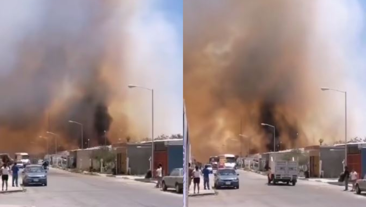 El incendio comenzó a llenar de humo las calles del fraccionamiento Gran San José de Kanasín El incendio comenzó a llenar de humo las calles del fraccionamiento Gran San José de Kanasín