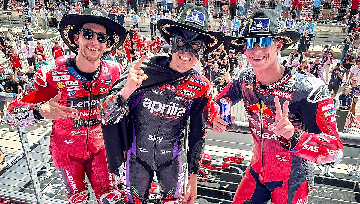 Junto a Maverick Viñales, el podio del GP de las Américas lo completó Pedro Acosta (izq) y Enea Bastianini Junto a Maverick Viñales, el podio del GP de las Américas lo completó Pedro Acosta (izq) y Enea Bastianini