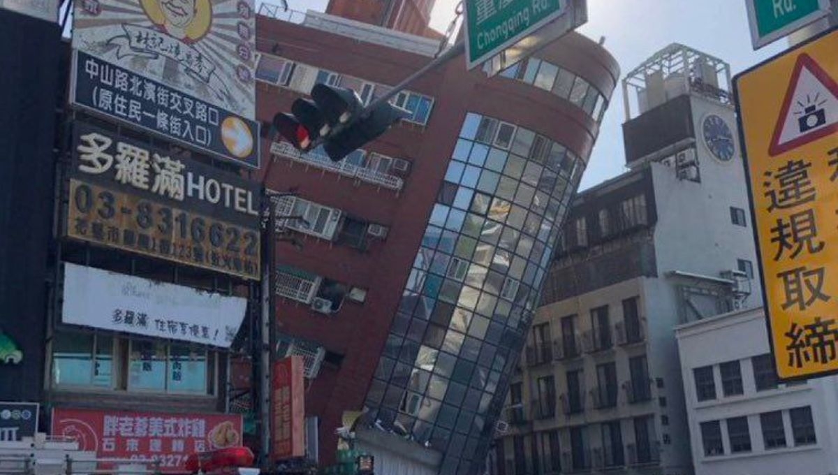 Así luce un edificio tras el terremoto en Taiwán