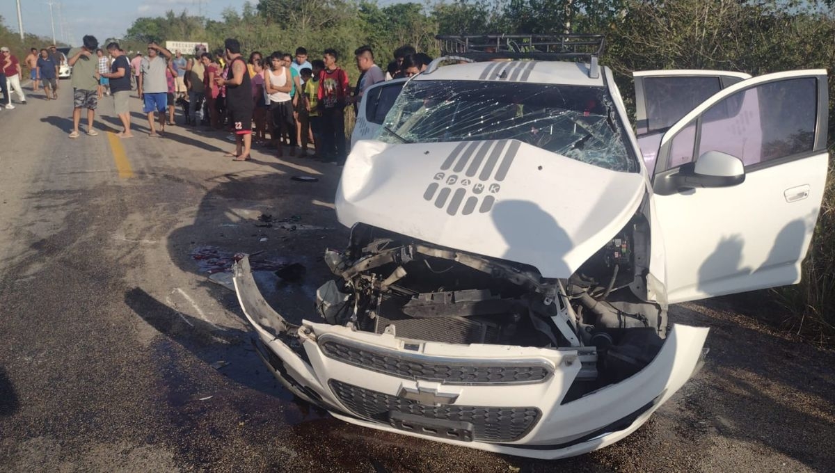 Así terminó uno de los vehículos en la carretera de Felipe Carrillo Puerto