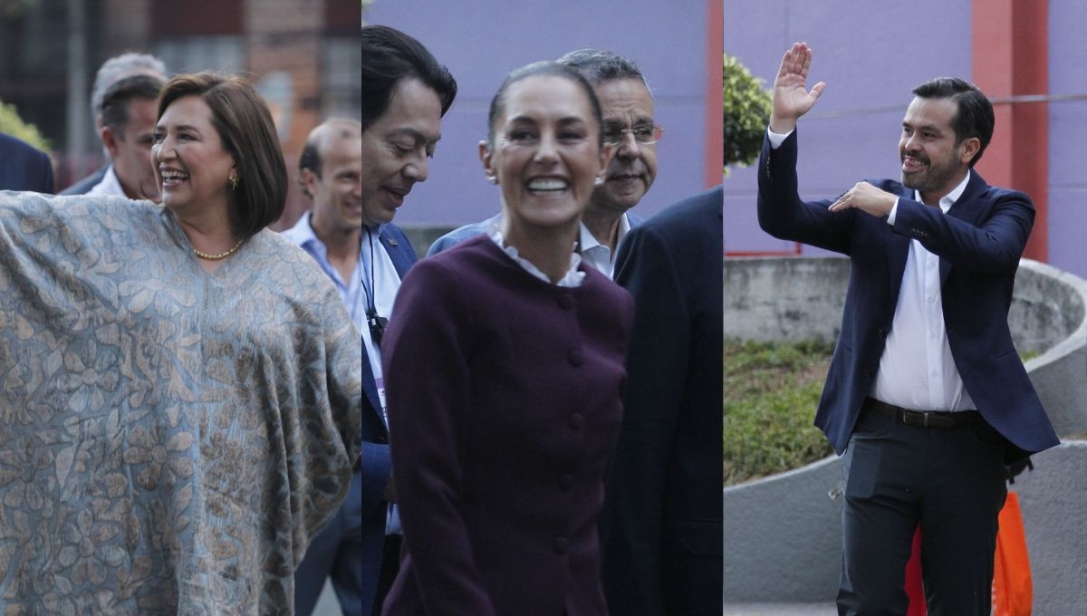 Xóchitl Gálvez, Claudia Sheinbaum y Xóchitl Gálvez en el segundo debate presidencial