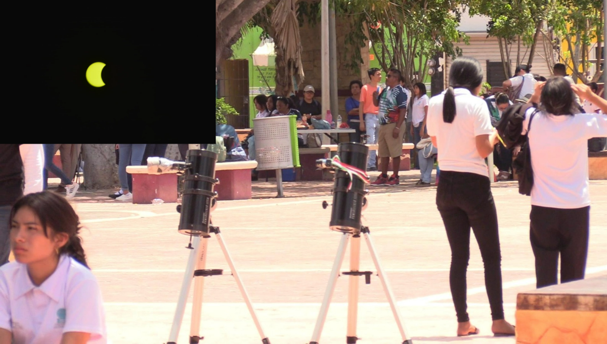 El parque central Forjadores del Kilometro Cincuenta se convirtió en escenario de una velación especial en espera de la observación del eclipse solar 2024